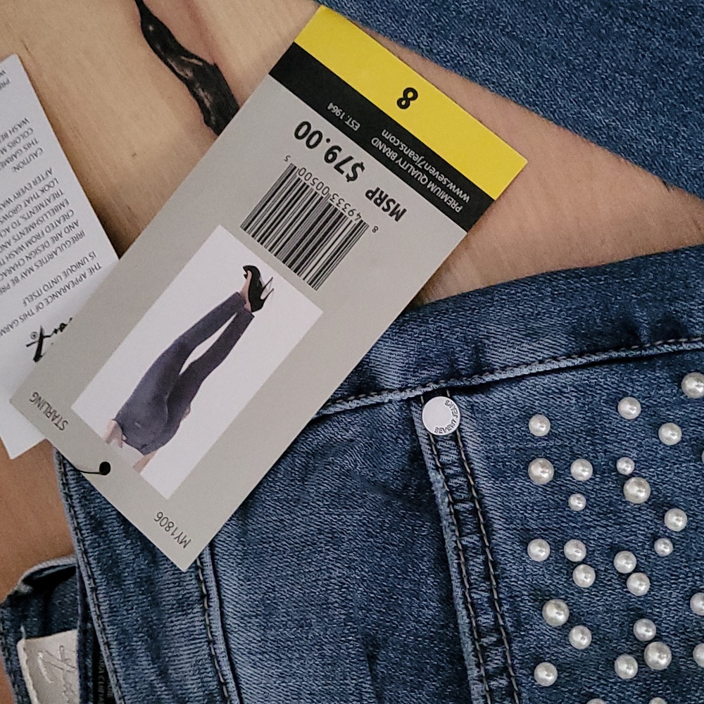 Seven7 Women's Skinny Jeans - Blue with White Accents - Picture 4 of 6